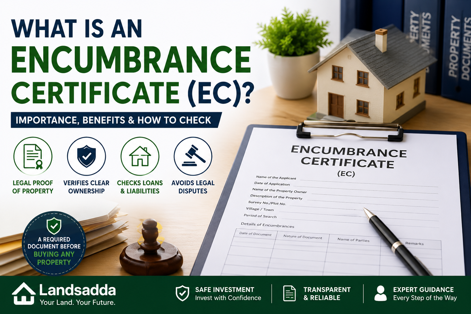Encumbrance Certificate EC explained for property buyers in Telangana showing ownership verification and legal document checking.